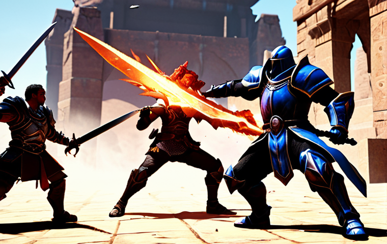 **Image Prompt:** A dynamic team fight scene in Eternal Return. Focus on popular characters, maybe featuring a carry dealing massive damage with a Blade of the Infinite, while a tank like character with the Aegis of the Knight protects their allies. Emphasize the chaos and strategic elements of the game. Style: Action-packed, vibrant colors, slightly stylized.