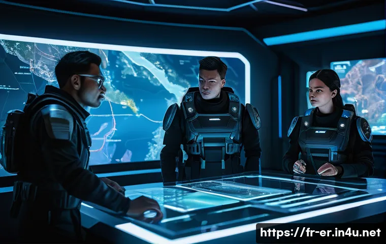 이터널리턴 새로운 패치 분석 - A dynamic, wide-angle shot of four distinct Eternal Return characters, all fully clothed in their de...