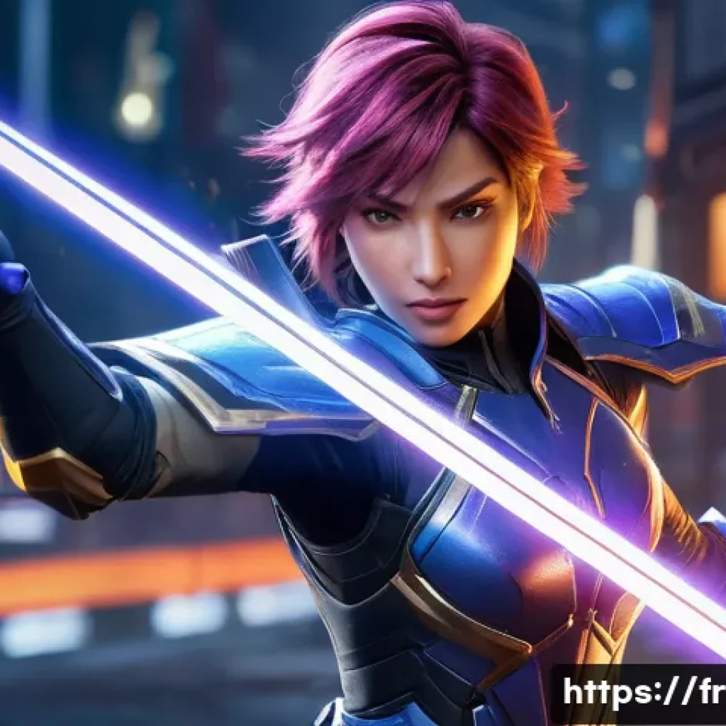 이터널리턴 캐릭터 기술의 비밀 - **A Dynamic Skill Unleash:** A female Eternal Return character, similar to Fiora or Adela, is captur...