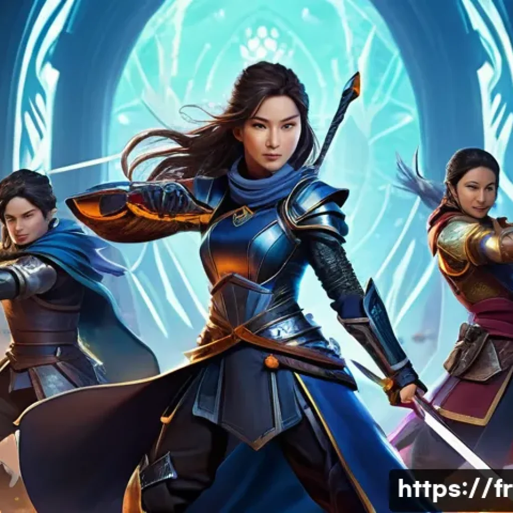 이터널리턴 글로벌 리더보드 순위 - **Prompt:** A dynamic, high-energy illustration showcasing a diverse group of popular Eternal Return...